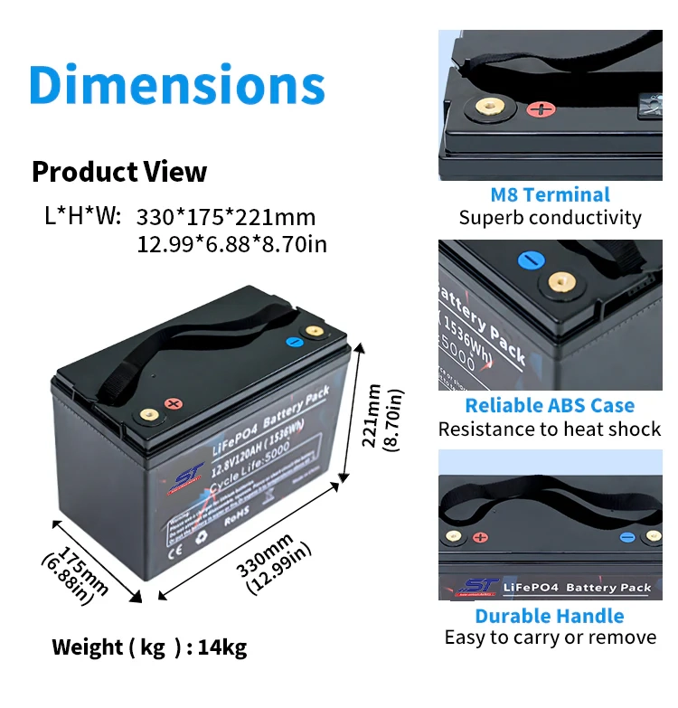 12.8V 120AH Rechargeable Lithium Batteries Lithium-Battery technical specification image 2