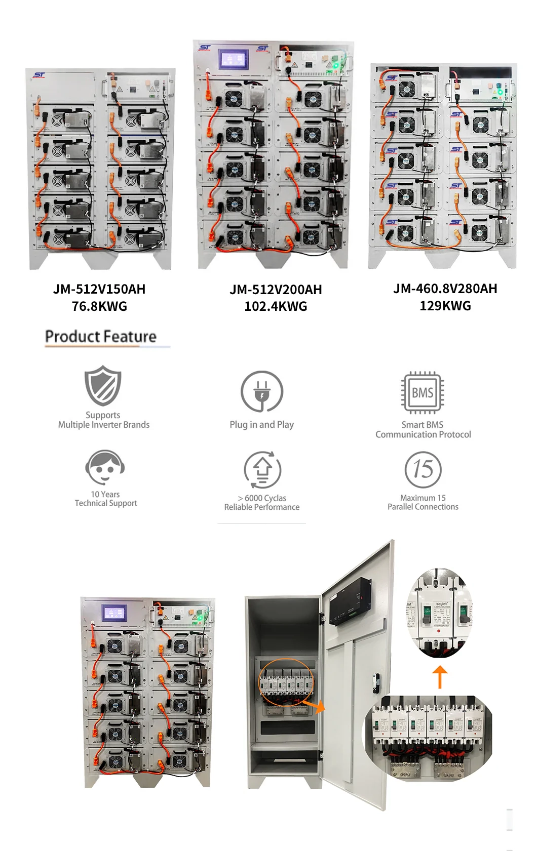 461V 280Ah Lithium Battery LiFePO4 Battery High-Voltage Solar Battery technical specification image 5