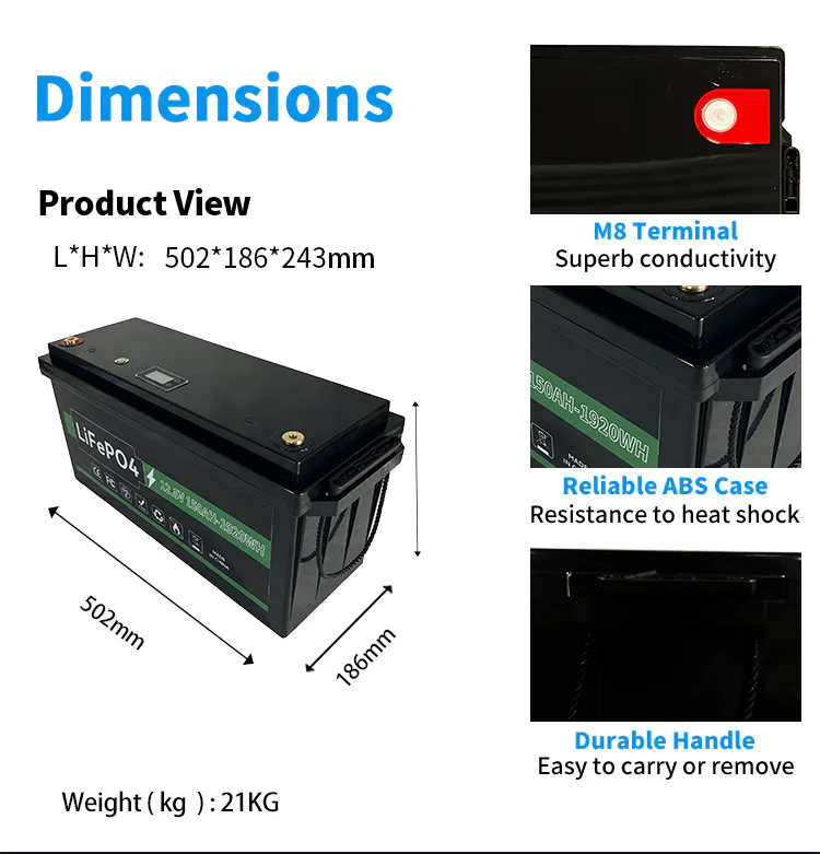 12.8V 150AH Bộ pin lithium có thể sạc lại technical specification image 4