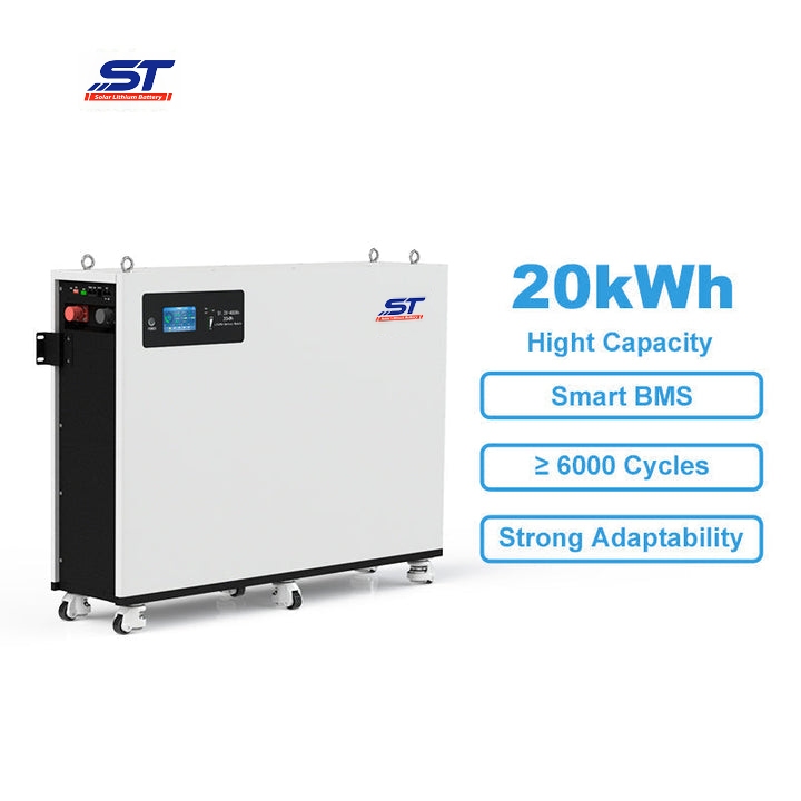 ST 20KWH Home Energy Storage High Quality Battery 51.2V 400Ah Lithium Ion Solar Battery 48V 400Ah LiFePO4 Battery with Wheel