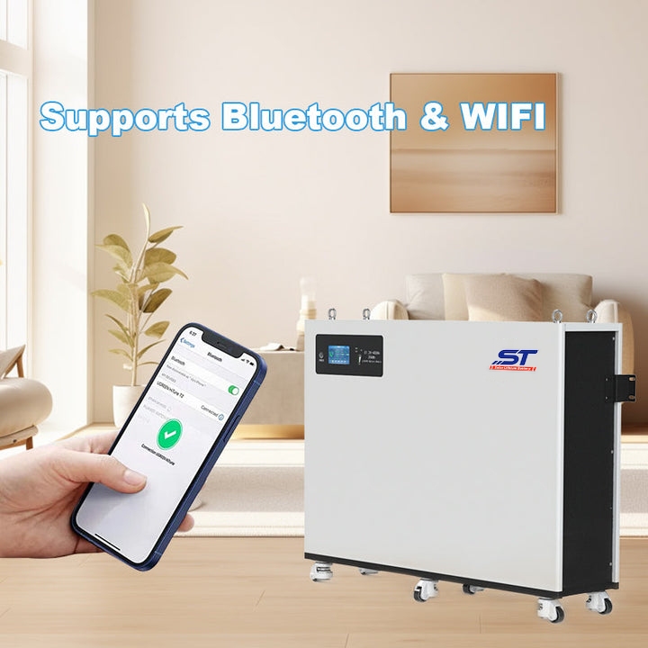 ST 20KWH Home Energy Storage High Quality Battery 51.2V 400Ah Lithium Ion Solar Battery 48V 400Ah LiFePO4 Battery with Wheel