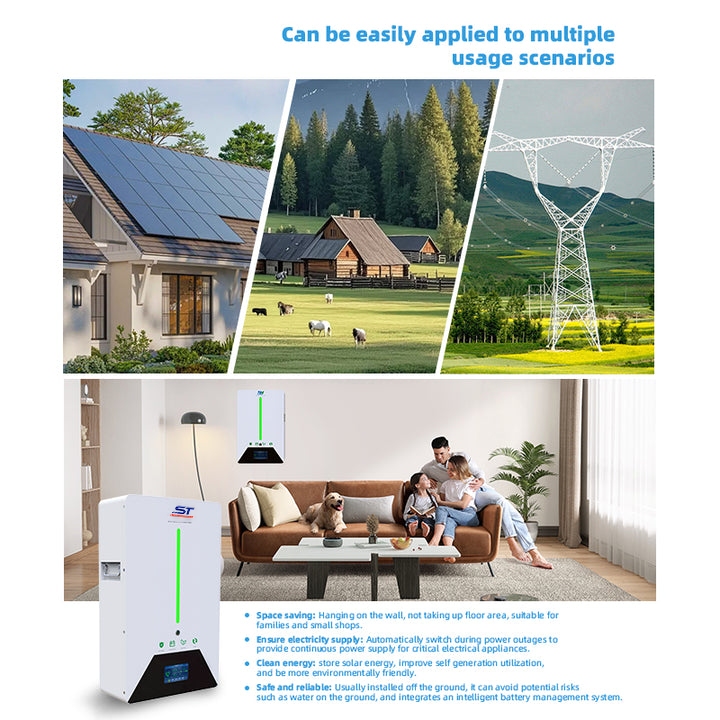 ST Factory Outlet EU Inventory Wall Mounted 48V 51.2V 100ah 5kwh LiFePO4 Battery with BMS System