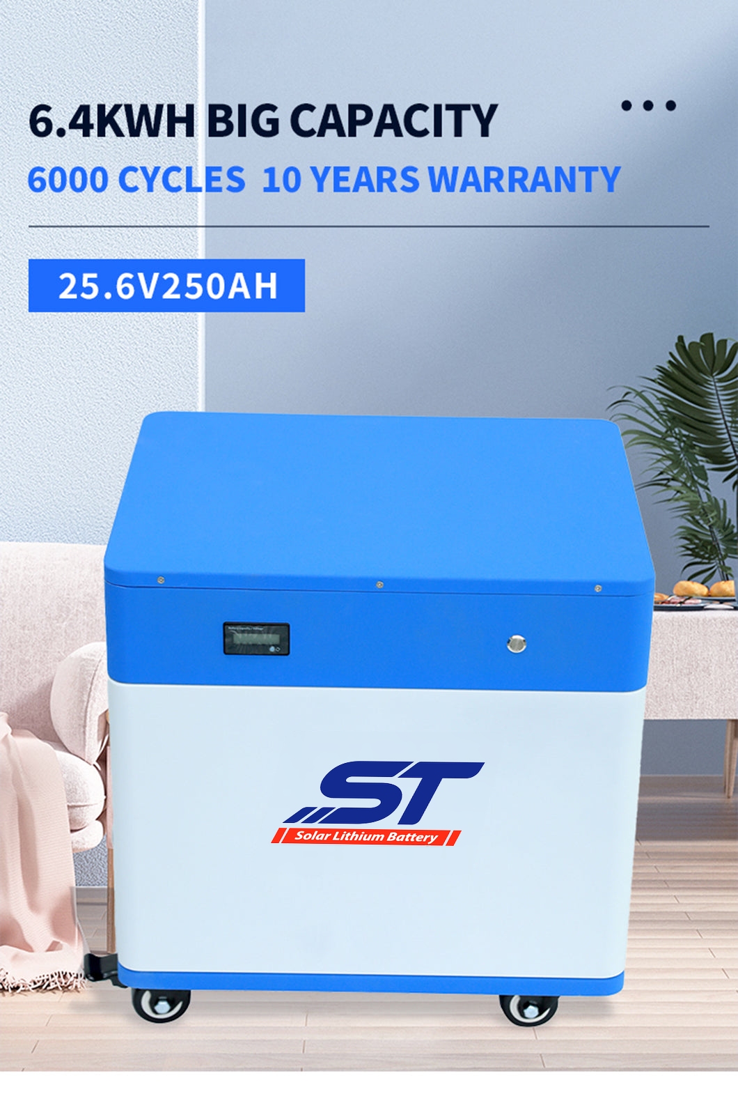 25.6V 250Ah LiFePO4 Battery for Home technical specification image 1