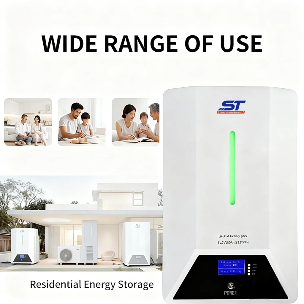 ST 51.2V 48V Wall-mount aa lithium batteries 100ah 200ah lithium ion batteries