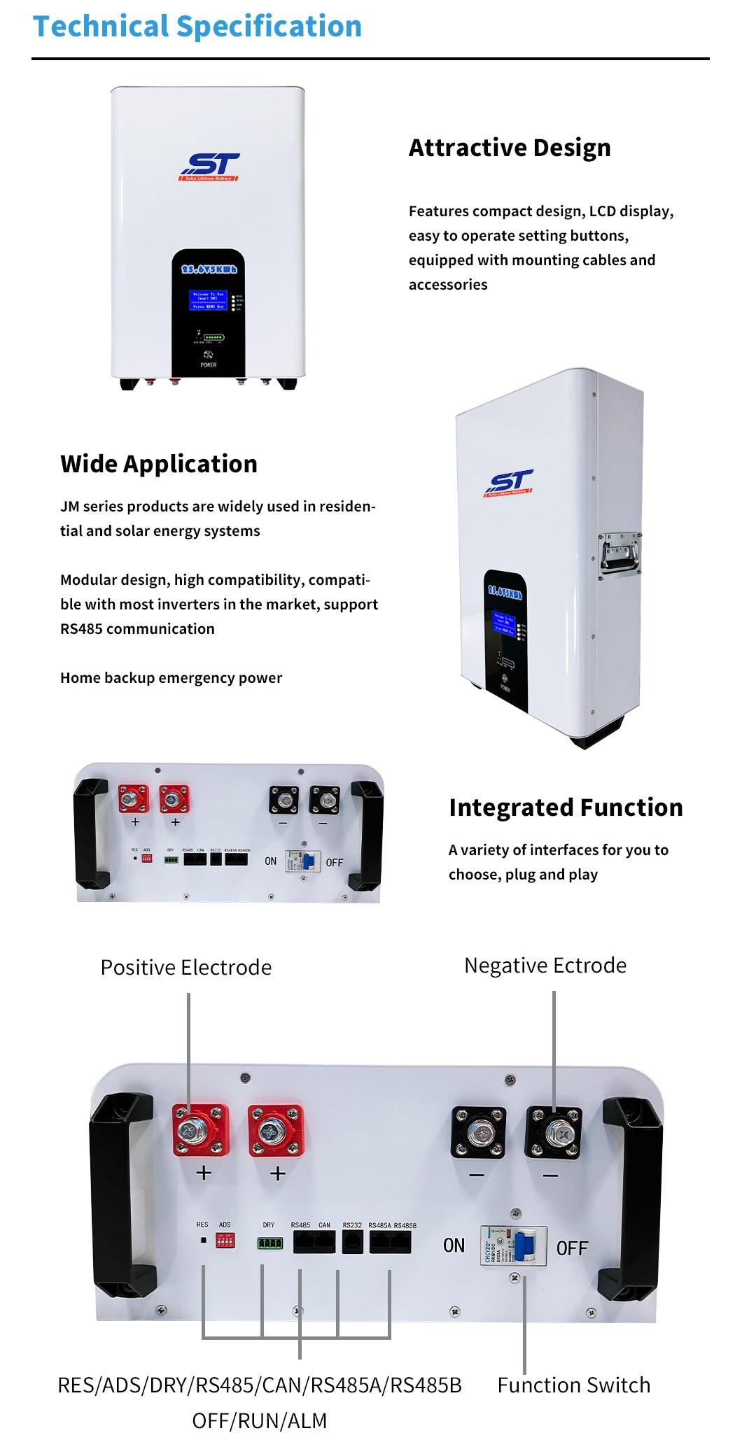 Advanced Wall-Mounted Lithium-ion Battery Systems 25.6V 100ah 300ah 200ah Battery technical specification image 4