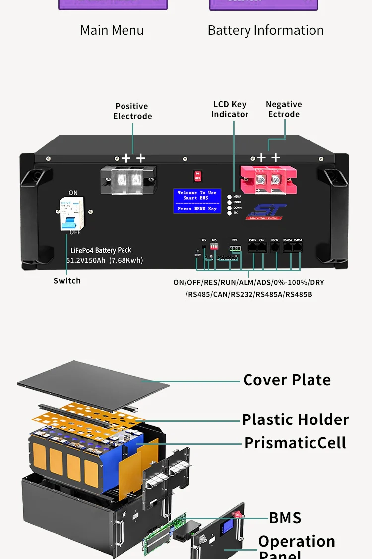 Lithium Ion Battery Pack LiFePO4 Battery 51.2V 150Ah technical specification image 3