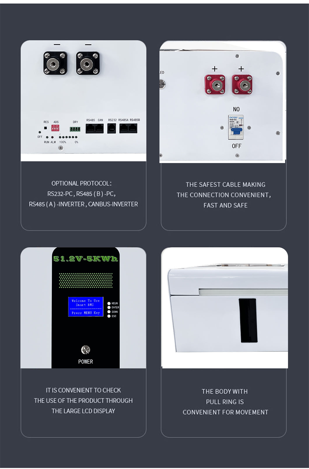 Wall Mounted Solar Battery 51.2V 200Ah Storage Lithium Battery technical specification image 5