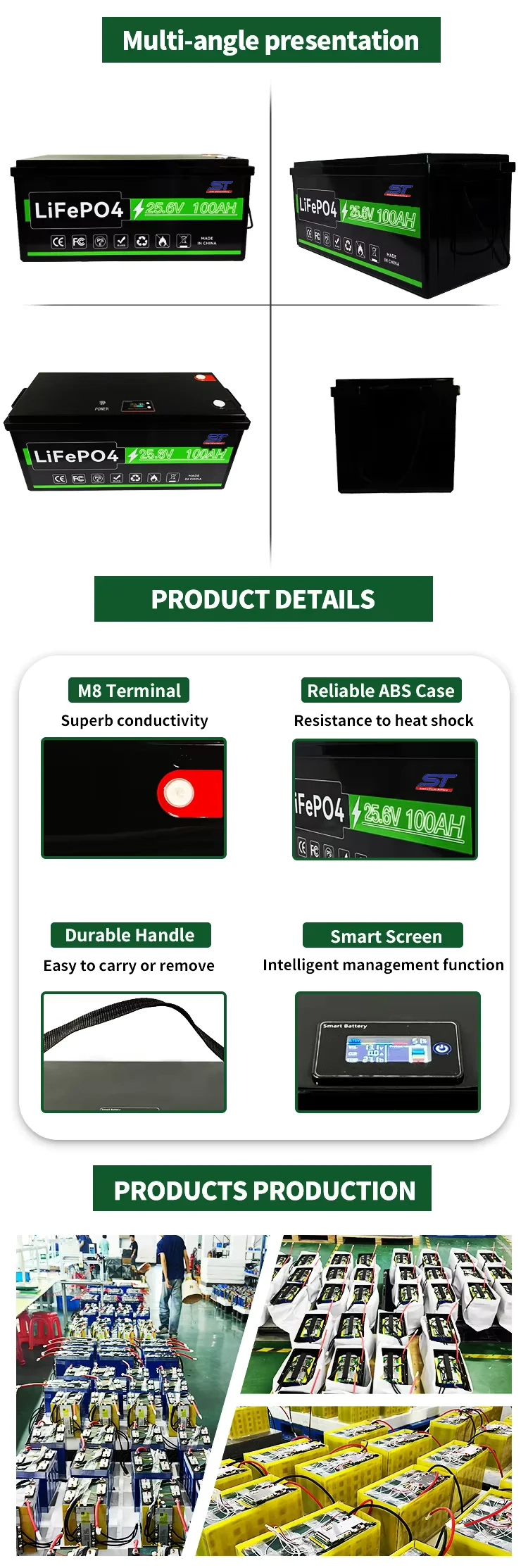 Affordable LiFePO4 Battery Options 25.6V available 100Ah150Ah200Ah and 300Ah 24v Lithium Battery technical specification image 1