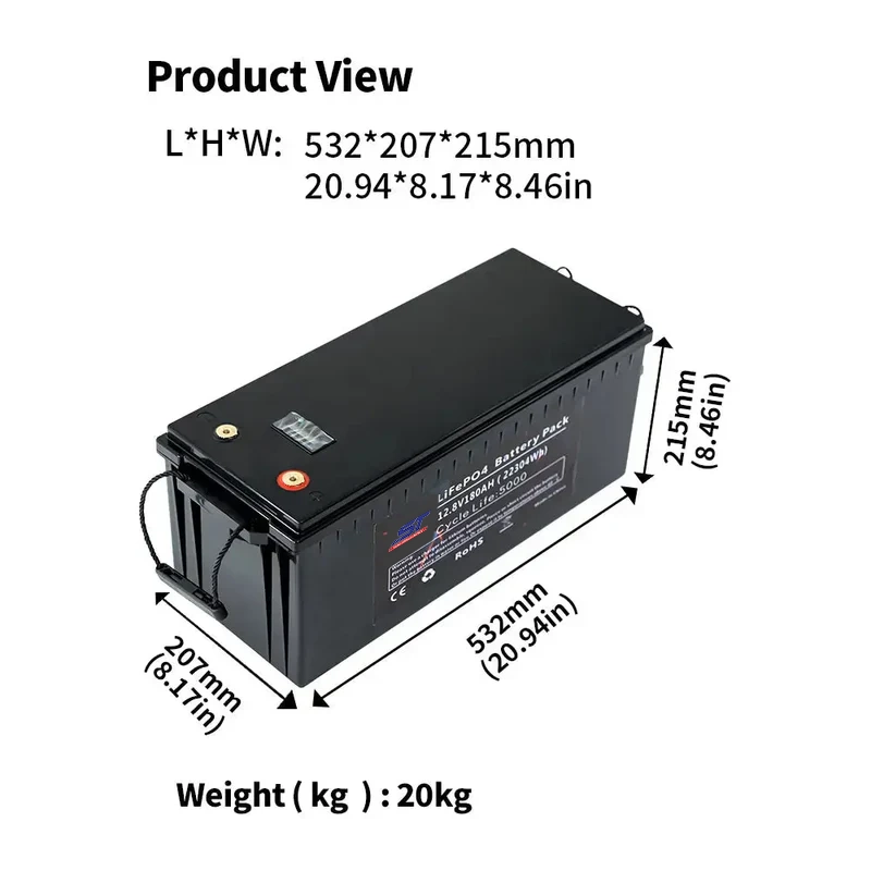 12.8V 180AH Lithium Solar Batteries for Electric Vehicle