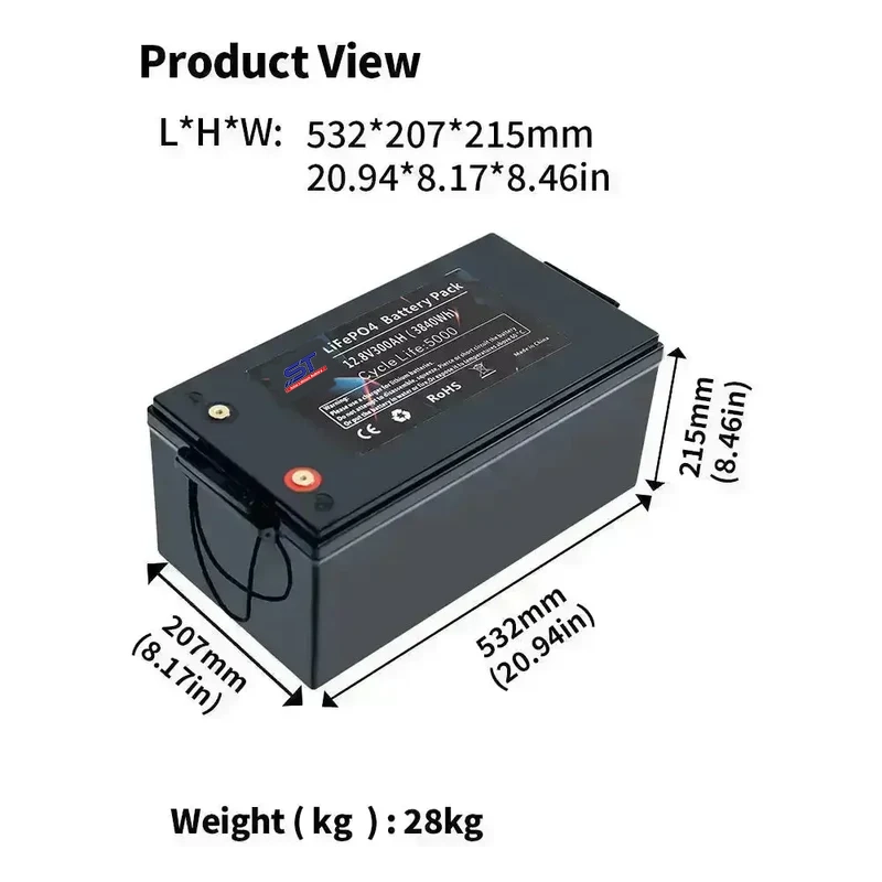 12.8V 300AH Solar Lithium Ion Batteries