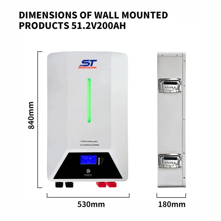 51.2V 200AH 10KWH Wall Mounted Home Energy Storage Lithium Power Battery