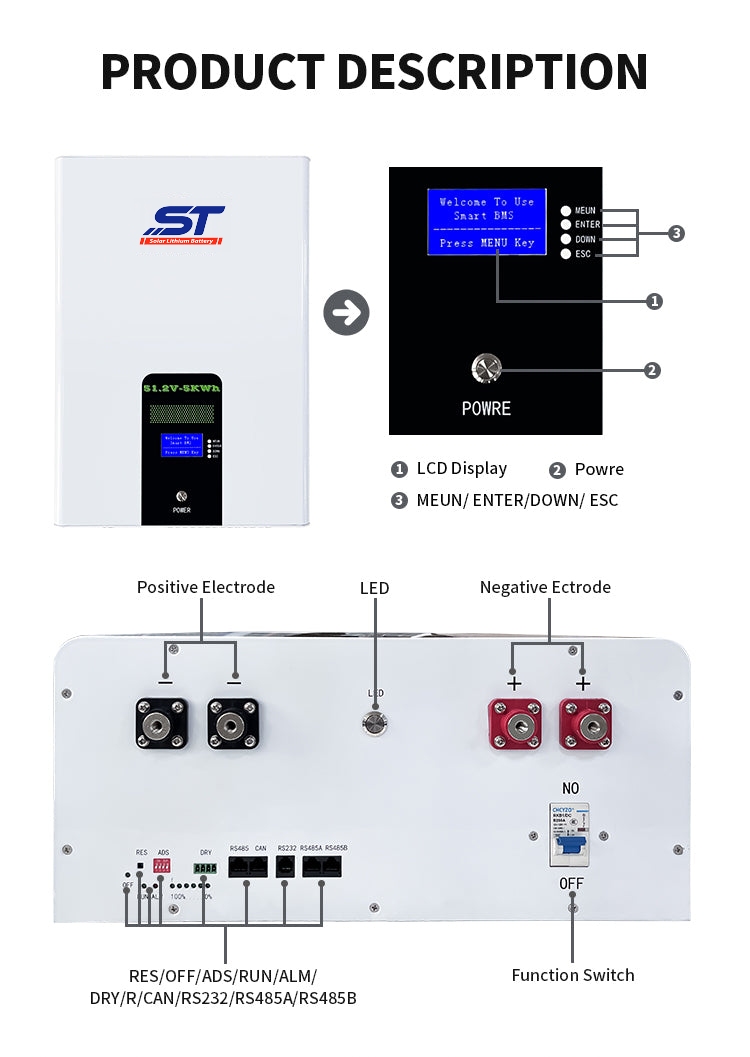 51.2V100AH 5KWH Wall Mounted Battery technical specification image 2