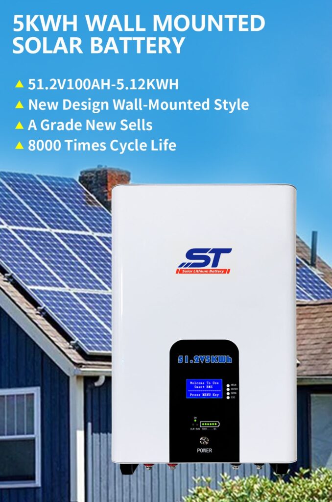 ST Exported Good Quality 6000 cycles Wall Mounted LiFePO4 Home Powerwall Battery 48V 51.2V 100ah 5kwh Power Wall for Household Energy Storage Lithium Battery