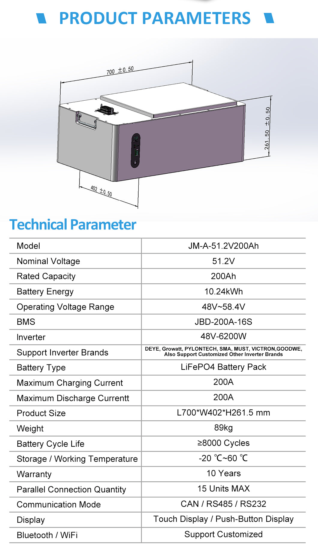 ST All In One Inverter and Battery for Home 5kWh 10kWh Energy Storage Systems technical specification image 2