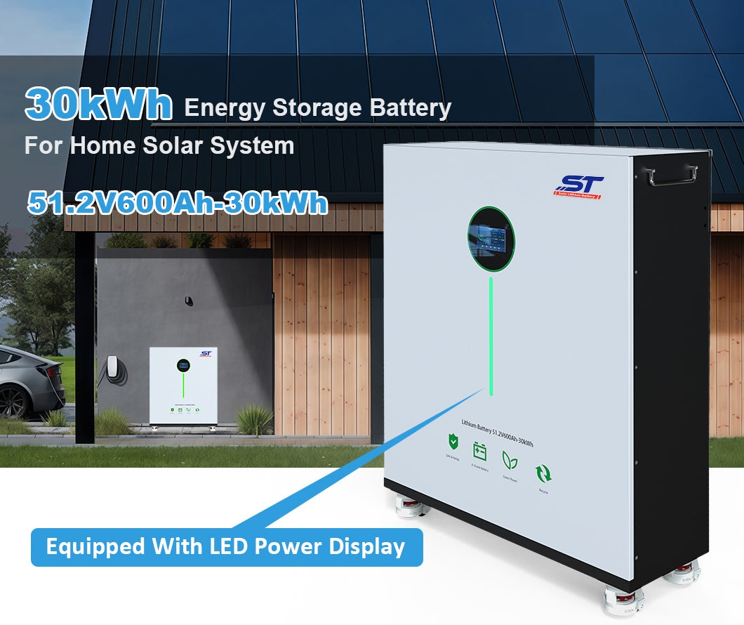 ST Factory Price 48V 51.2V 600ah 30kwh LiFePO4 Lithium Ion Battery for Residential Household Solar Energy Storage technical specification image 1