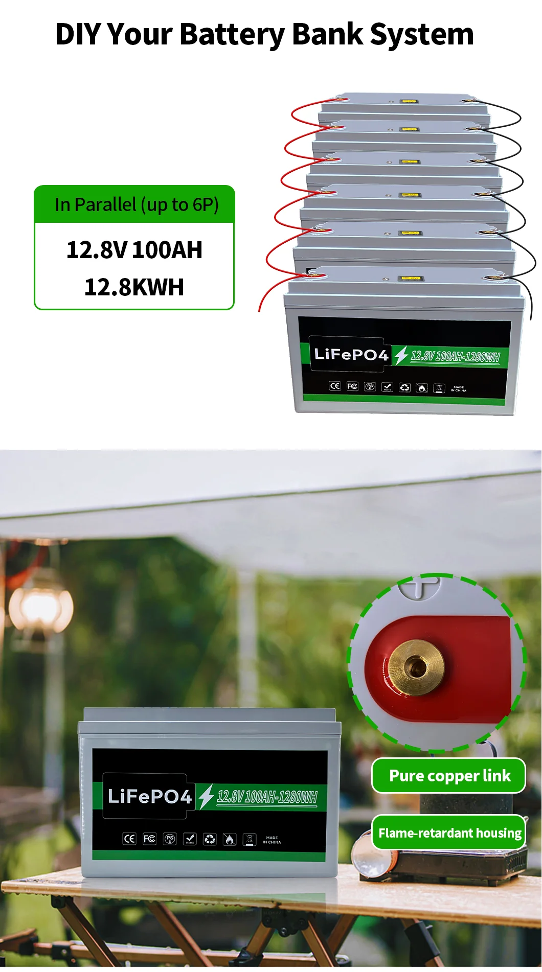 12.8V 200AH 2.56KWH Solar Energy LiFePO4 Battery technical specification image 5