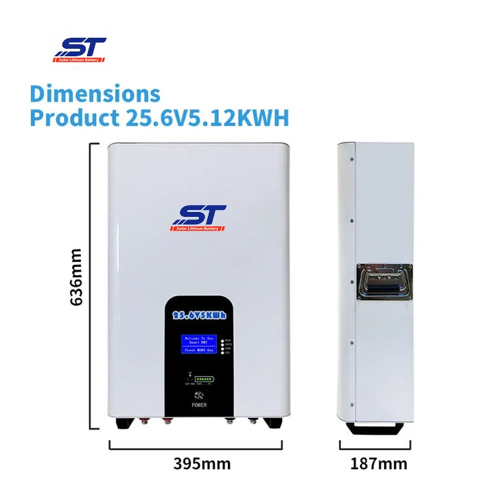 Power Wall LiFePO4 Lithium Battery 25.6V 100AH 200AH 300AH 5.12KWH Deep Cycle Battery Power Wall