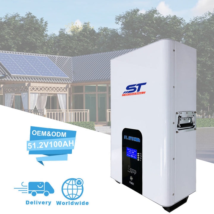 ST 51.2V 100ah Lithium Battery Best Price 48v 100ah 5 kwh Lithium Ion Battery Lifepo4 51.2v 100ah Wall Mount Home 48v 5kw Solar Energy Storage lithium batteries