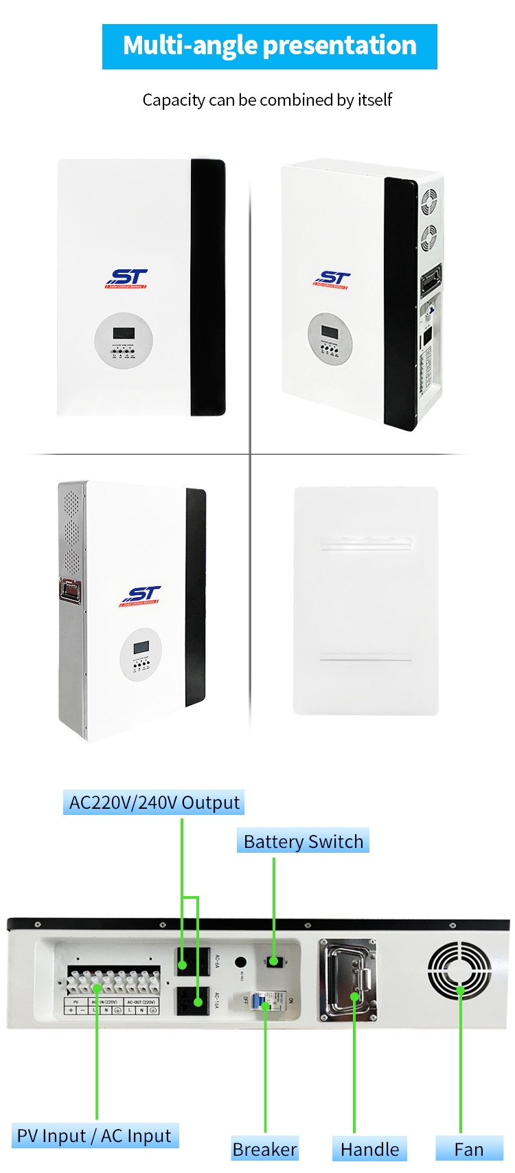 48V Wall Mounted Power Battery 48V 2.4kwh 5kwh Energy Storage Battery Home Solar Sodium Na ion Battery Powerwall With Inverter technical specification image 5