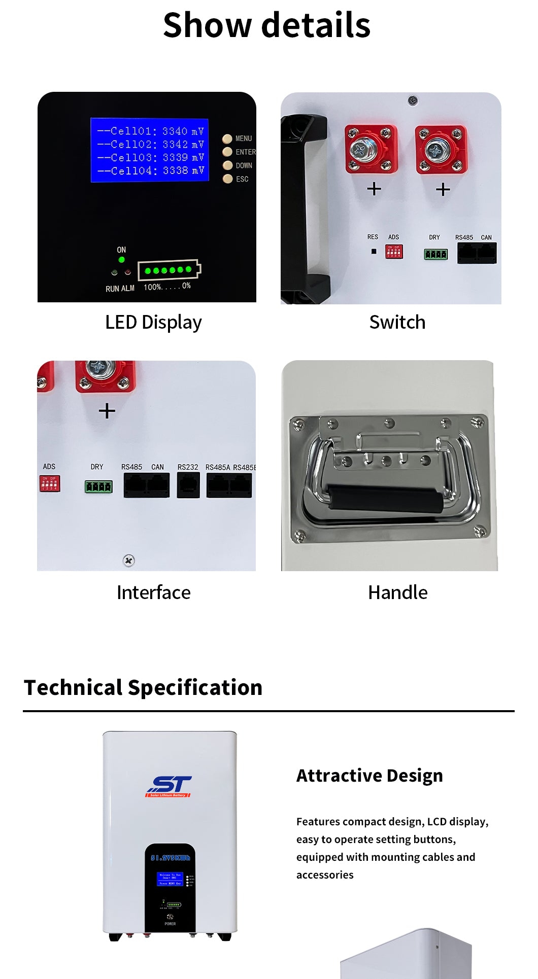 51.2V 100AH 200AH Lithium Ion Battery LiFePO4 Battery technical specification image 7